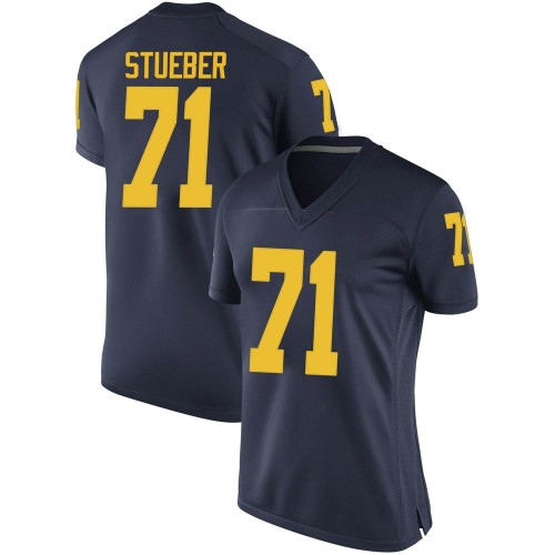 Andrew Stueber Michigan Wolverines Women's NCAA #71 Navy Replica Brand Jordan College Stitched Football Jersey SDI1654SX
